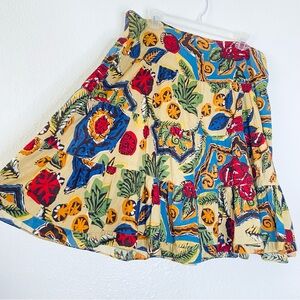 🍓 Ilyse Hart Ltd Vintage Boho Layered Tropical Floral Coastal Artsy Skirt 14